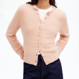 Madewell Cotton Blend Soft Cardigan In Heather Pale Blush